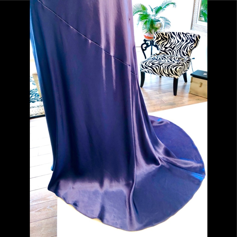Nieman Marcus ABS Allen Schwartz EXC Y2K/20s 30s Sapphire bias cut gown Size 6 - Picture 10 of 15